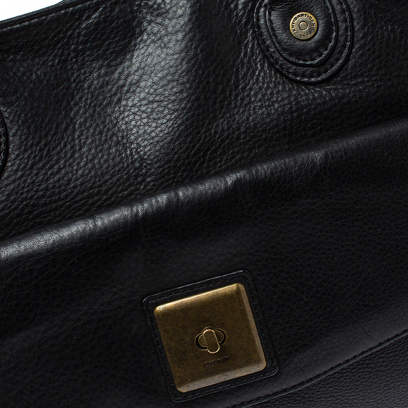 DKNY Black Leather Turnlock Pocket Tote - Picture 5 of 9